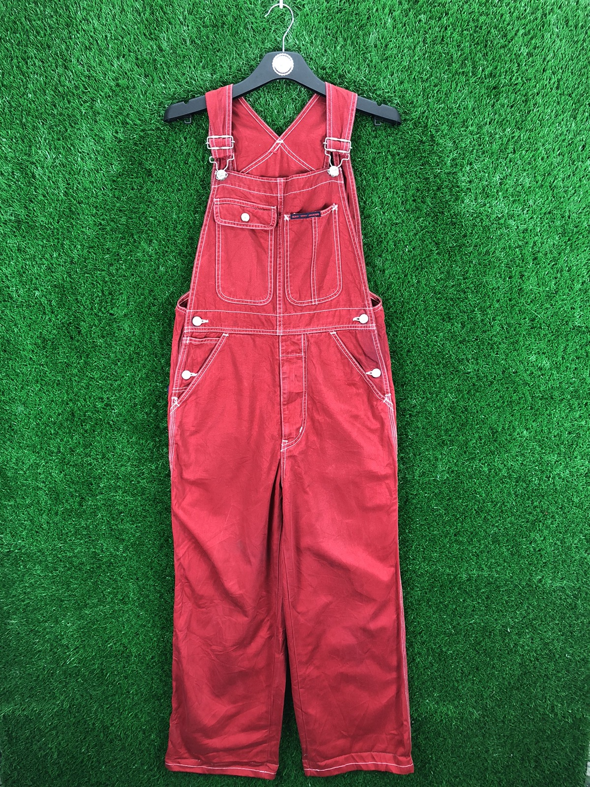 Vintage - Vintage 90's Bad Boy Jeans Red Overall Denim Workwear Style - 1