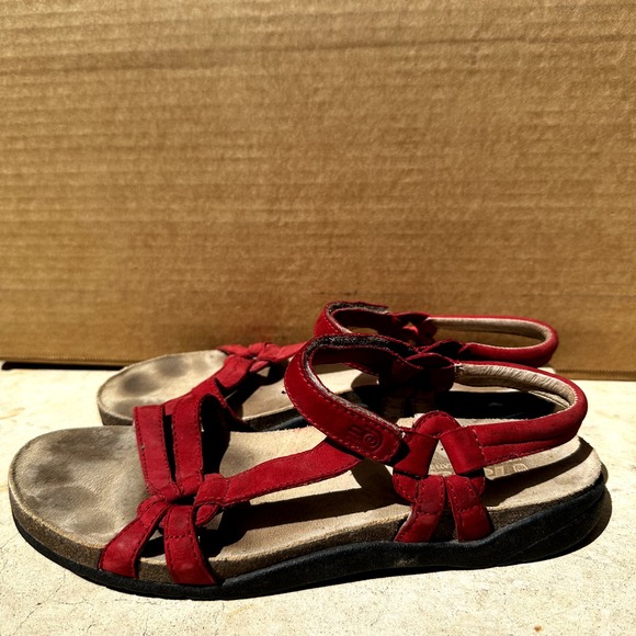 Teva Ventura Cork Sandals 6389 Strap Leather Flat Slip On Waterproof Red Size 10 - 3