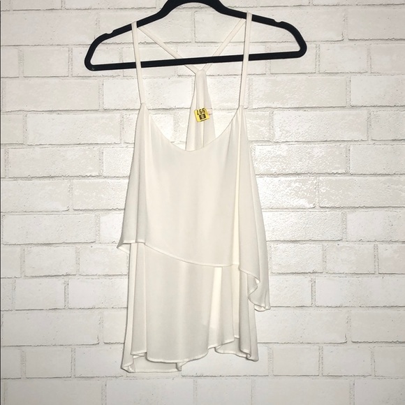 Ella Moss White Flowy Overlay Tank Top - 1