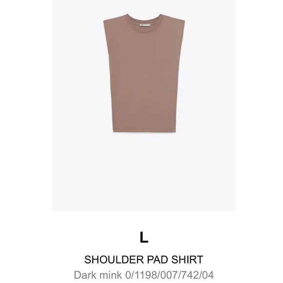 Zara Shoulder Pad T-Shirt in Dark Mink - 4