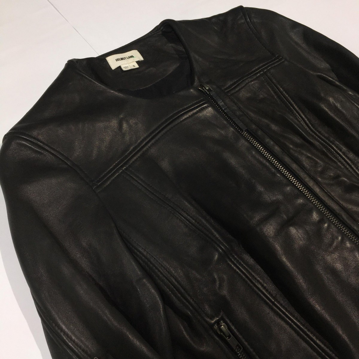 Zip Detail Genuine Lamb Leather Jacket - 6