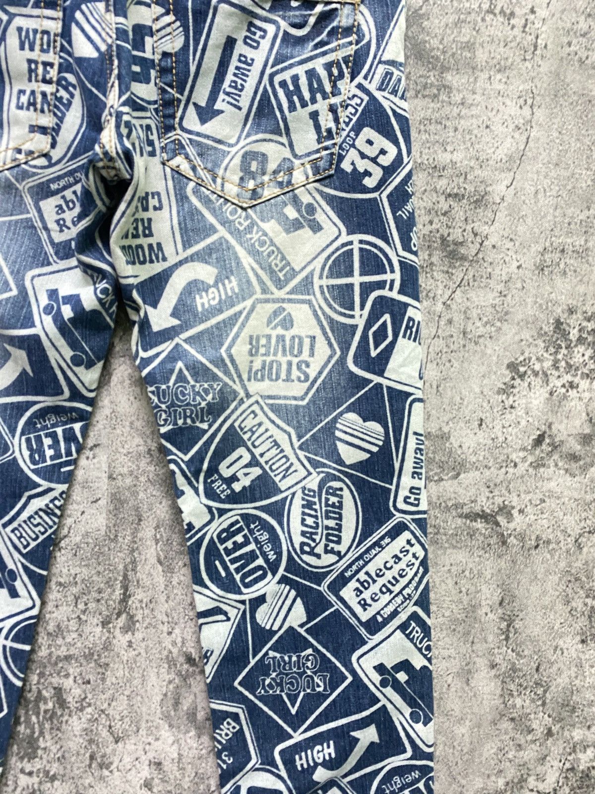 Japanese Brand Full Print Denim Faded like Hysteric Pants - 14