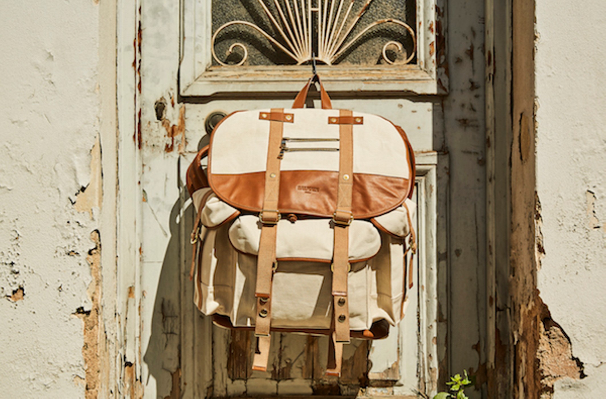 Canvas and Leather Backpack - 1