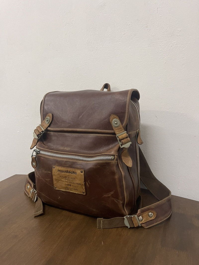 Vintage - 90s moustache japan full leather box bagpack - 1