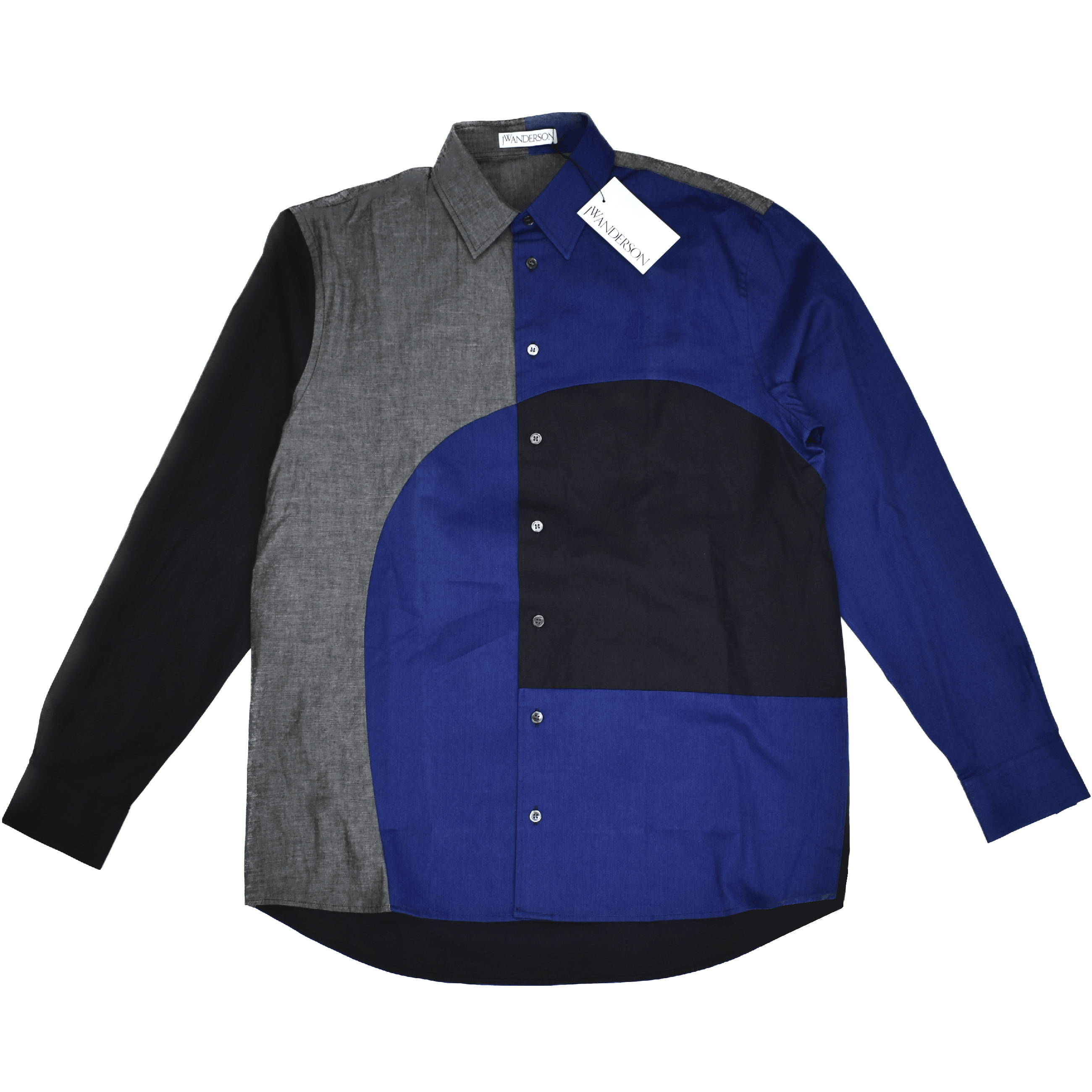 J.W.Anderson - JWA Logo Blue Paneled Button Down Shirt - 1