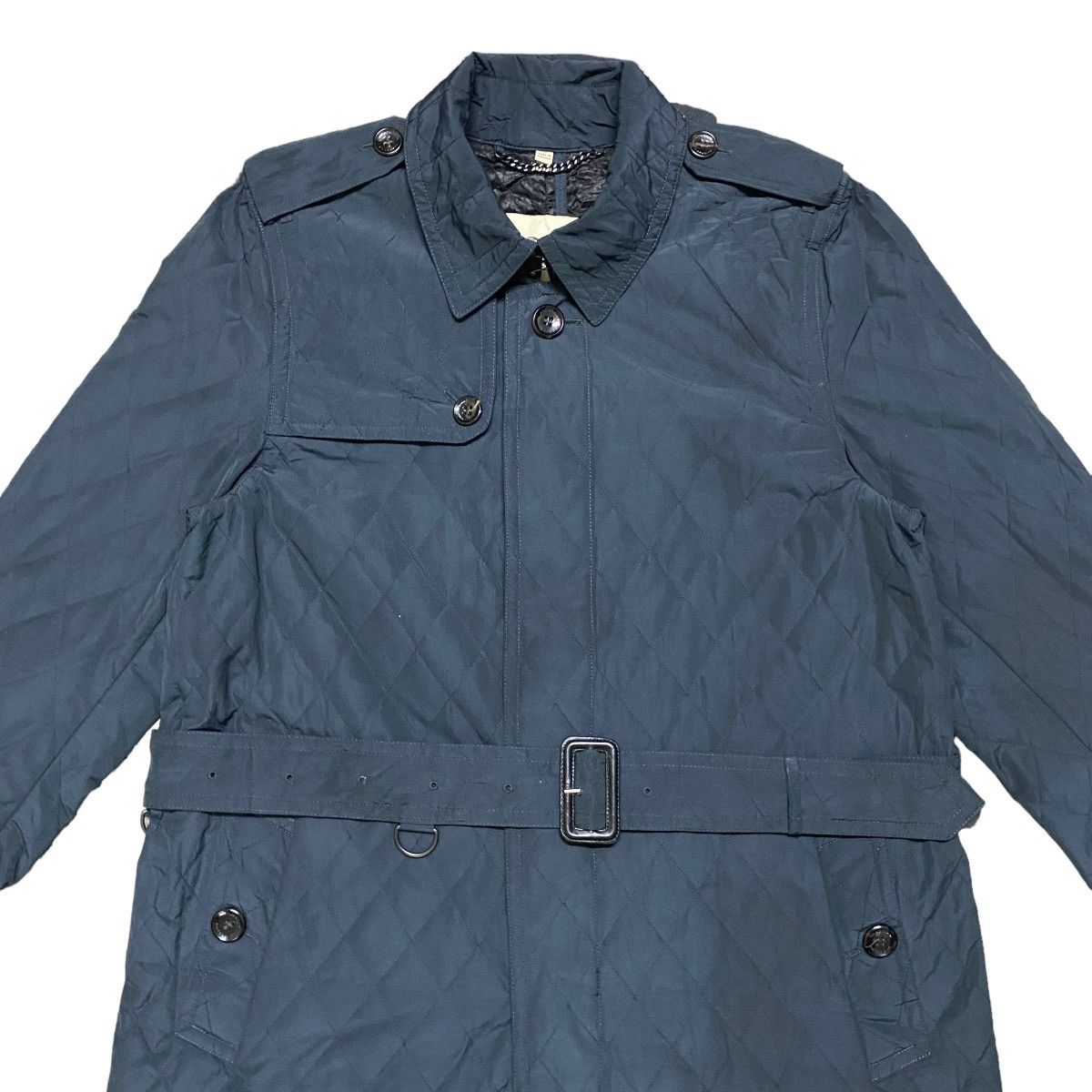 Burberry London Quilted Navy Trench Coat Belted - 5