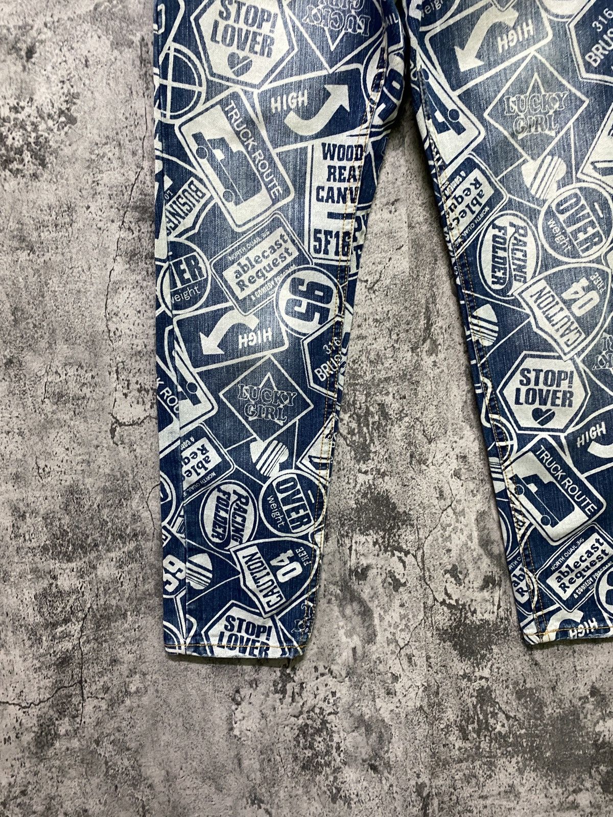 Japanese Brand Full Print Denim Faded like Hysteric Pants - 6