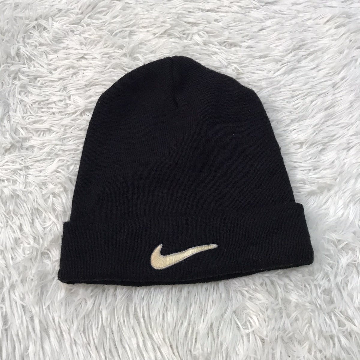 Vintage Nike Beanie Snow Cap Hat Embroidered Swoosh Log - 2