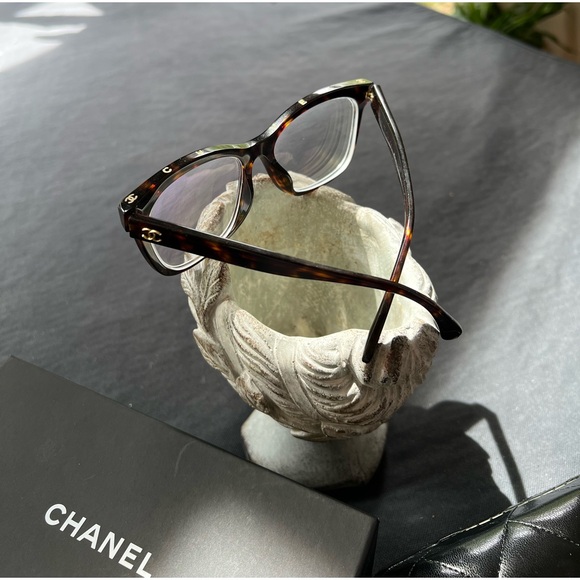 Chanel CH3392 Dark Tortoise Square Eyeglasses Glasses Frames Italy Gold Logo. - 8