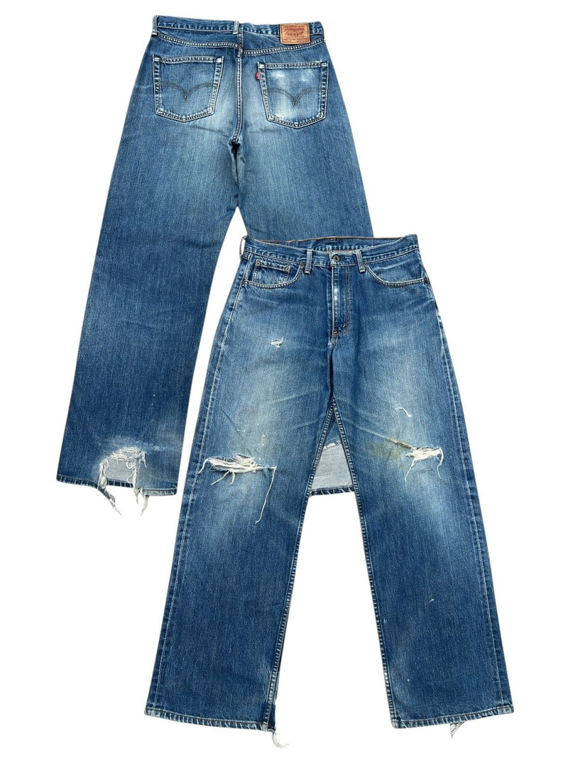 Vintage Levis 504 Selvedge Distressed Denim Jeans 34x32 - 1