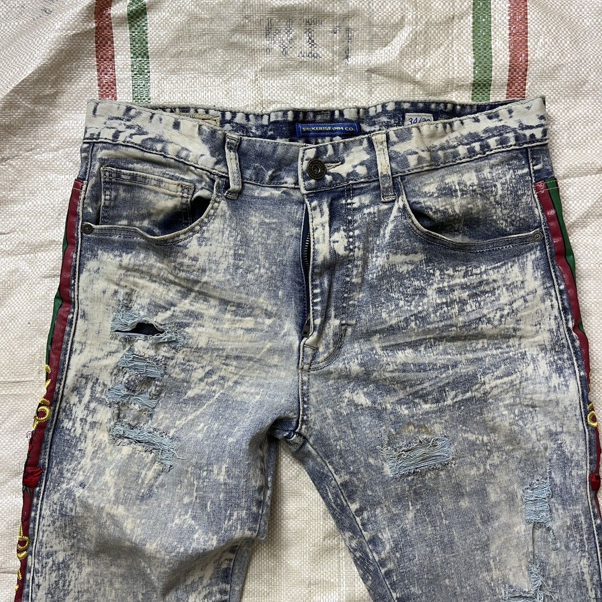 Avant Garde - Acid Wash Distressed SMOKE RISE Denim Jeans Japan - 10