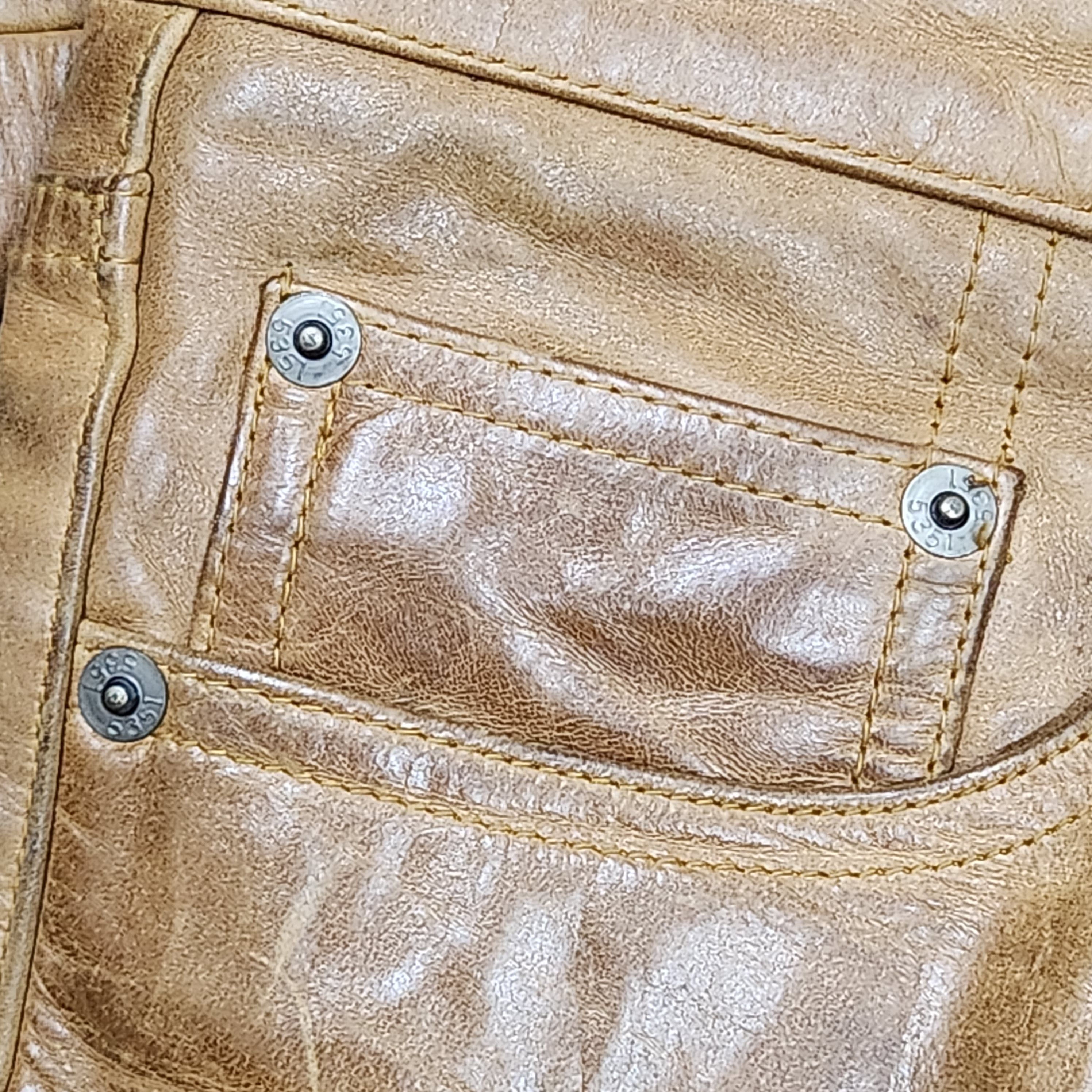 Genuine Leather - Vintage 5351 Pour Les Hommes Genuine Cow Leather Pants Japan - 18