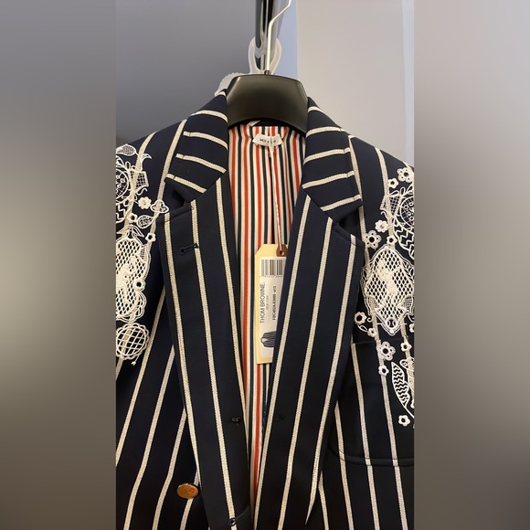 Thom Browne Tennis Capsule Striped Suit Blazer Jacket - 2