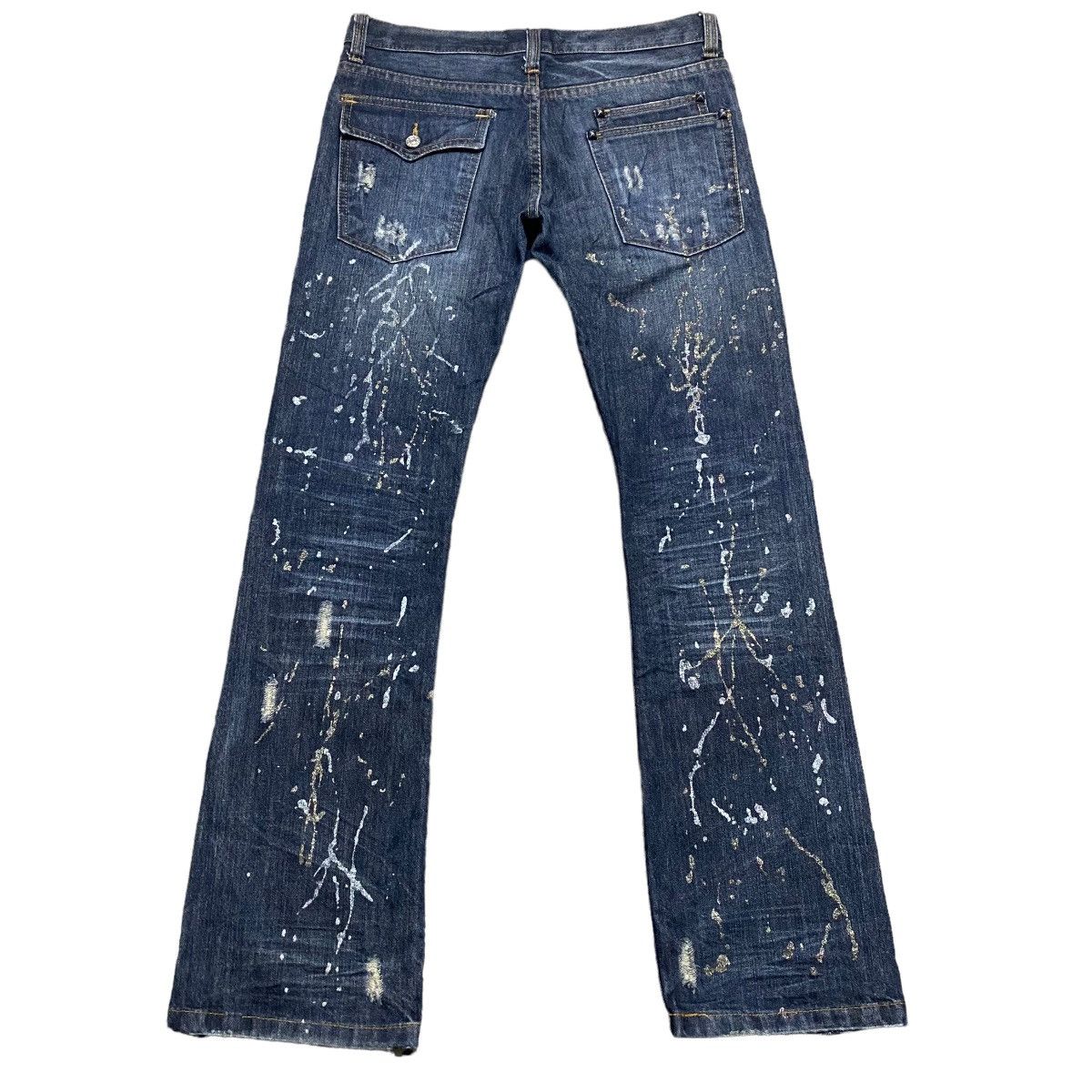 If Six Was Nine - Xfrm Thrashed Denim Flare Jeans Painter - 2