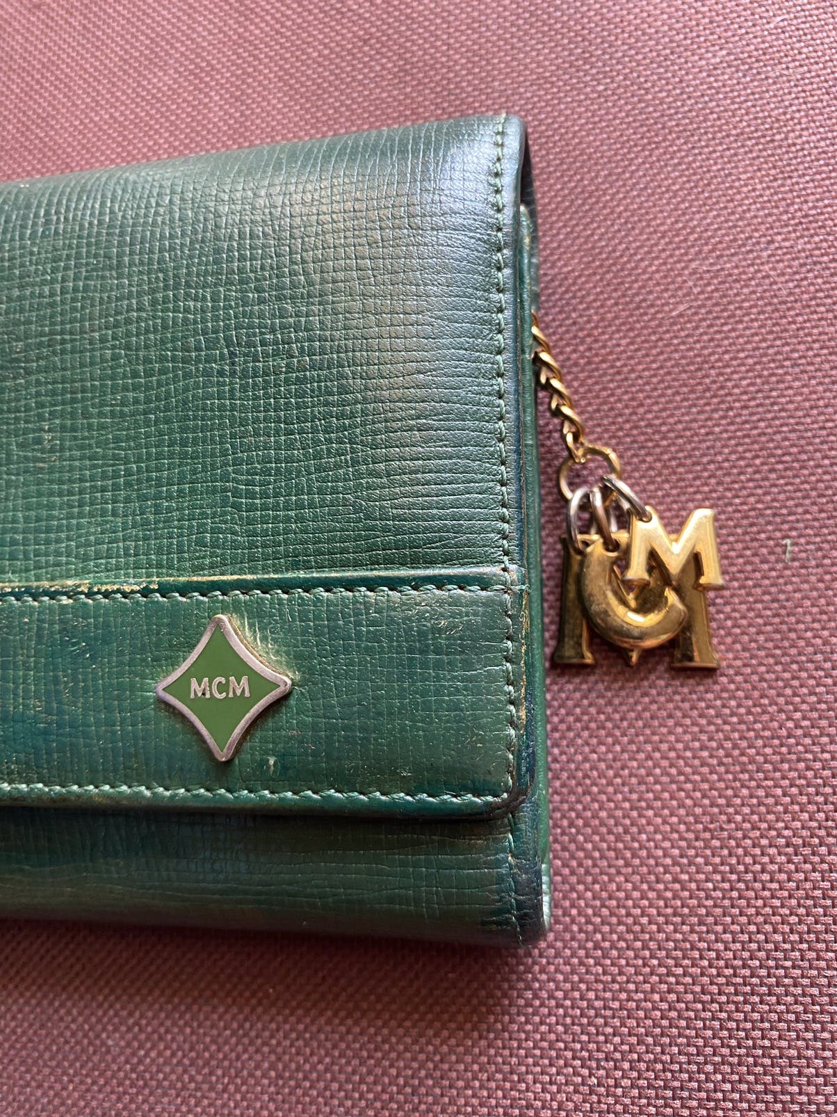 Authentic MCM Green Leather Long Wallet - 4