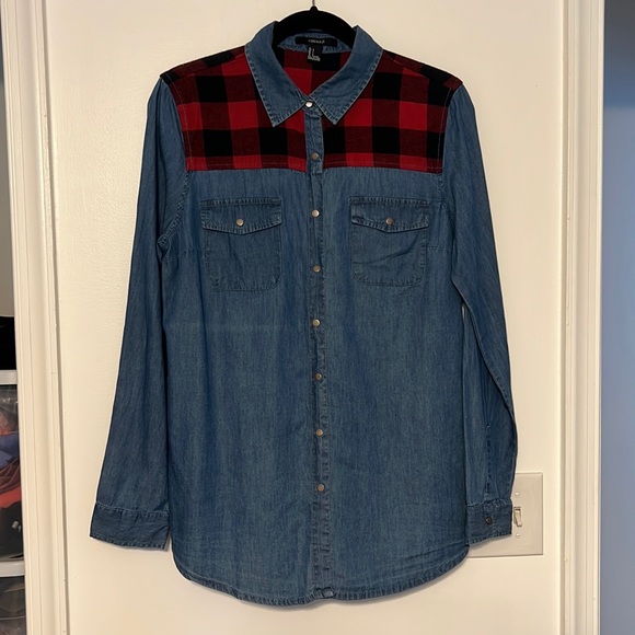 Forever 21 Buffalo Plaid Chambray Shirt - 2