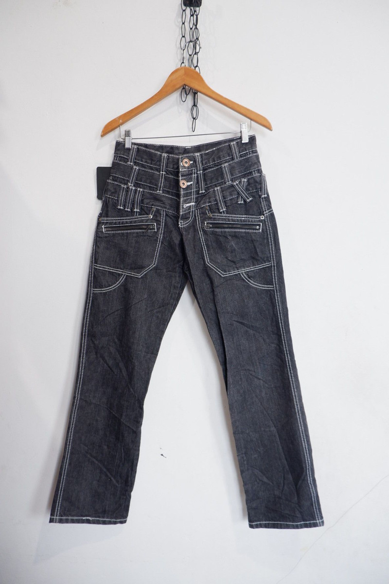 Japanese Brand - Vintage Back Rush Triple Waist Jeans Dark Grey - 1