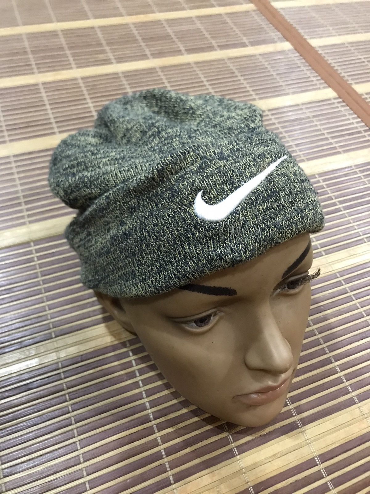 Vintage Nike Swoosh embroidery logo Beanie Hat - 1