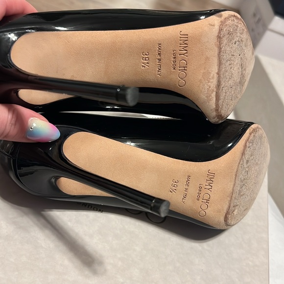 Jimmy Choo ROMY 100 Black Patent Leather Pumps - 8