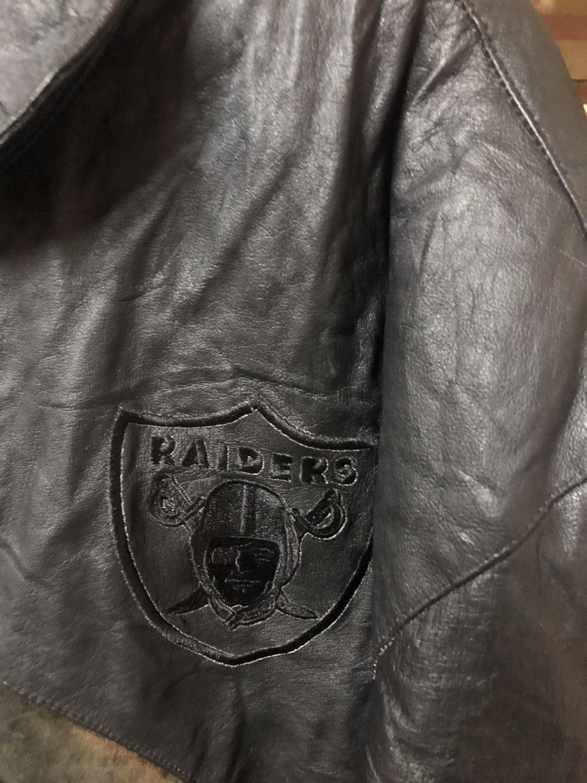 Vintage Jeff Hamilton X Raiders Sun Faded Leather Jacket - 5