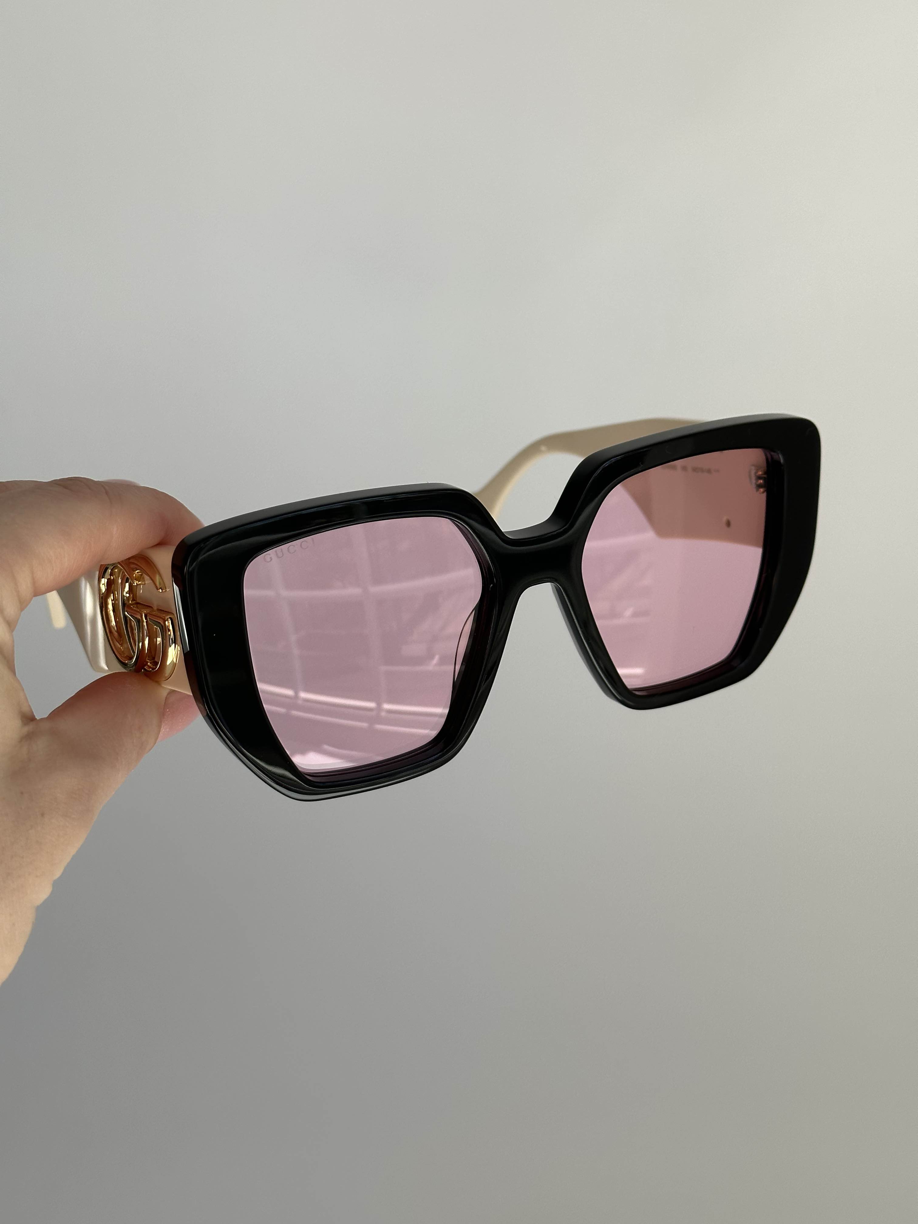 BRAND NEW GUCCI GG0956S 002 Black/White/Pink  Women Sunglasses - 4