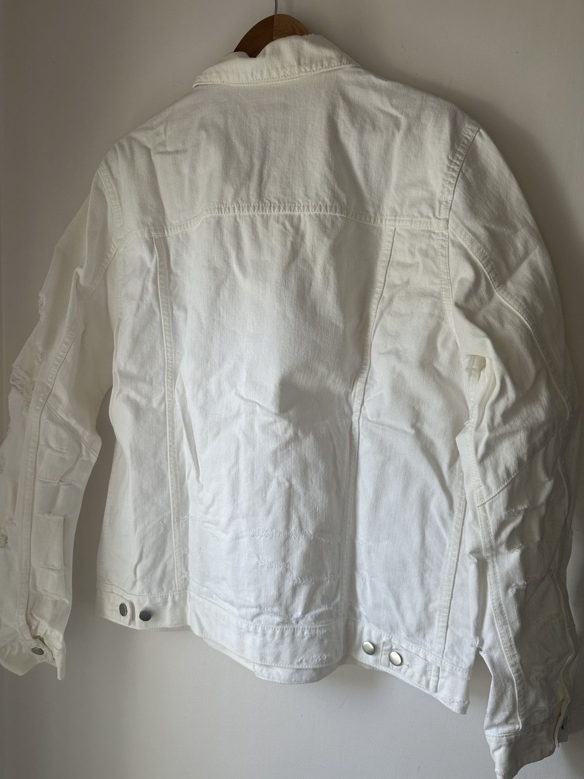 Balmain White Distressed Denim Jacket - 5