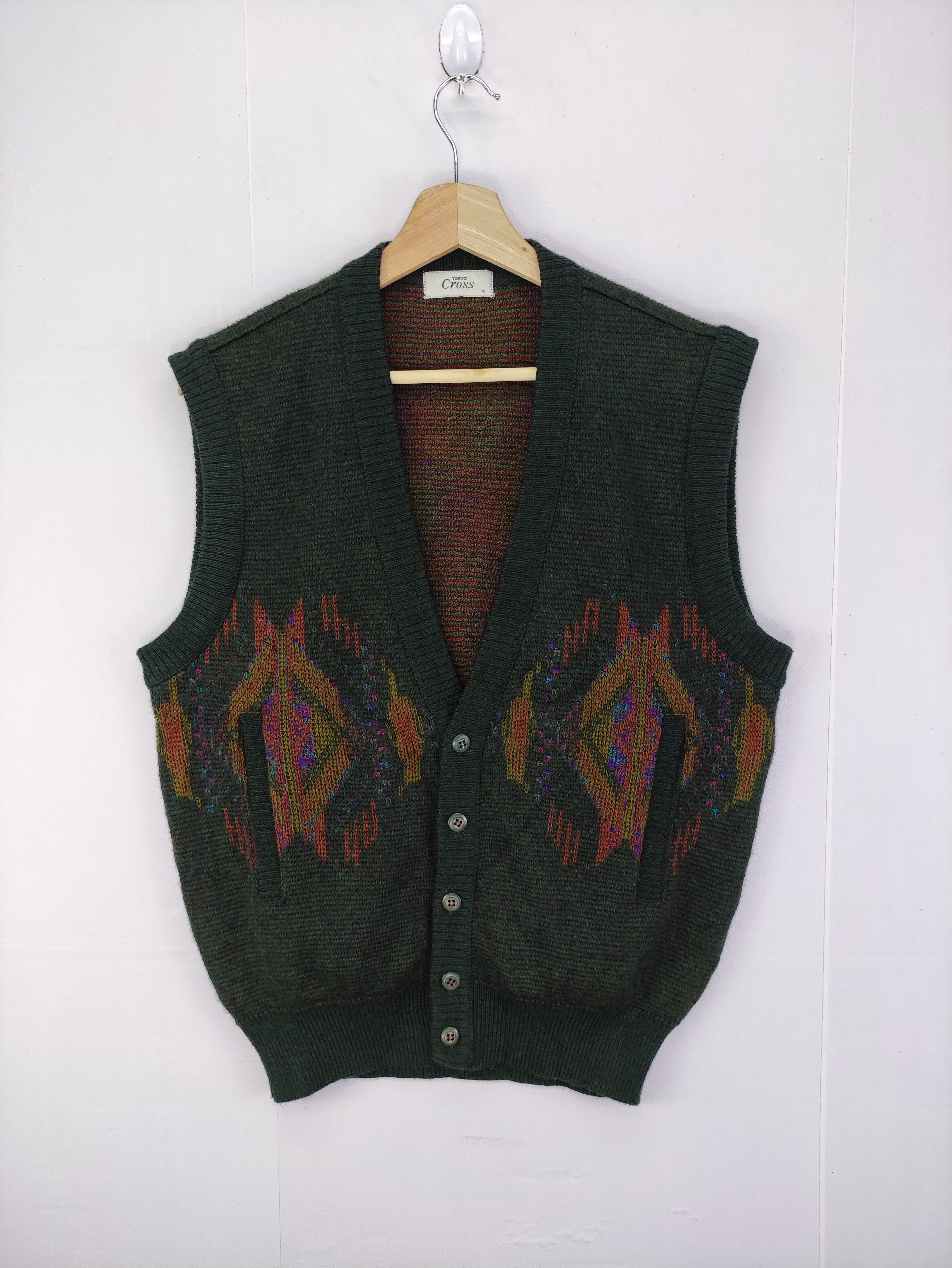 Vintage Cardigan Knit Vest By Cross - 1