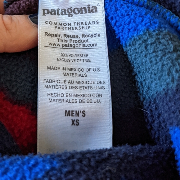Patagonia Synchilla Snap T Fleece Pullover Men's XS EUC RARE Aztec Geo Cave - 4