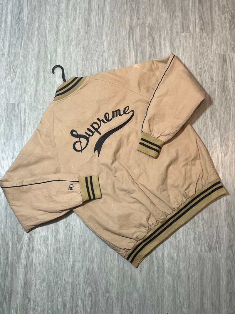Supreme x New Era Vintage OG Twill Varsity Jacket Tan Beige XL 2000s Eastern Division Champs - Authentic Vintage Y2K - 1
