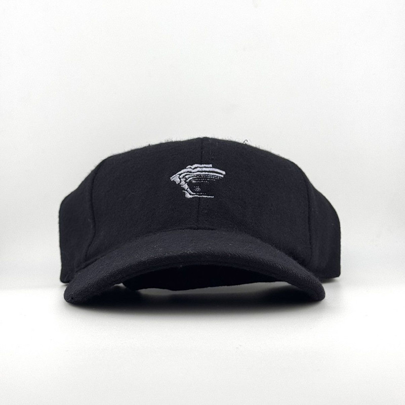 Vtg 90s Versace Sport Medusa Logo Wool Fitted Black Cap - 1