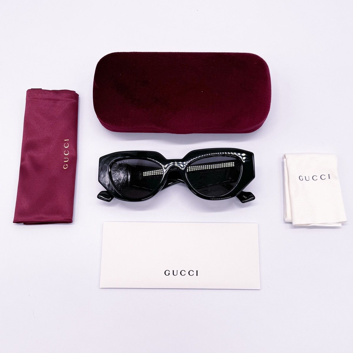 NEW GUCCI GG1421S 001 WOMEN BLACK OVAL SUNGLASSES - 11