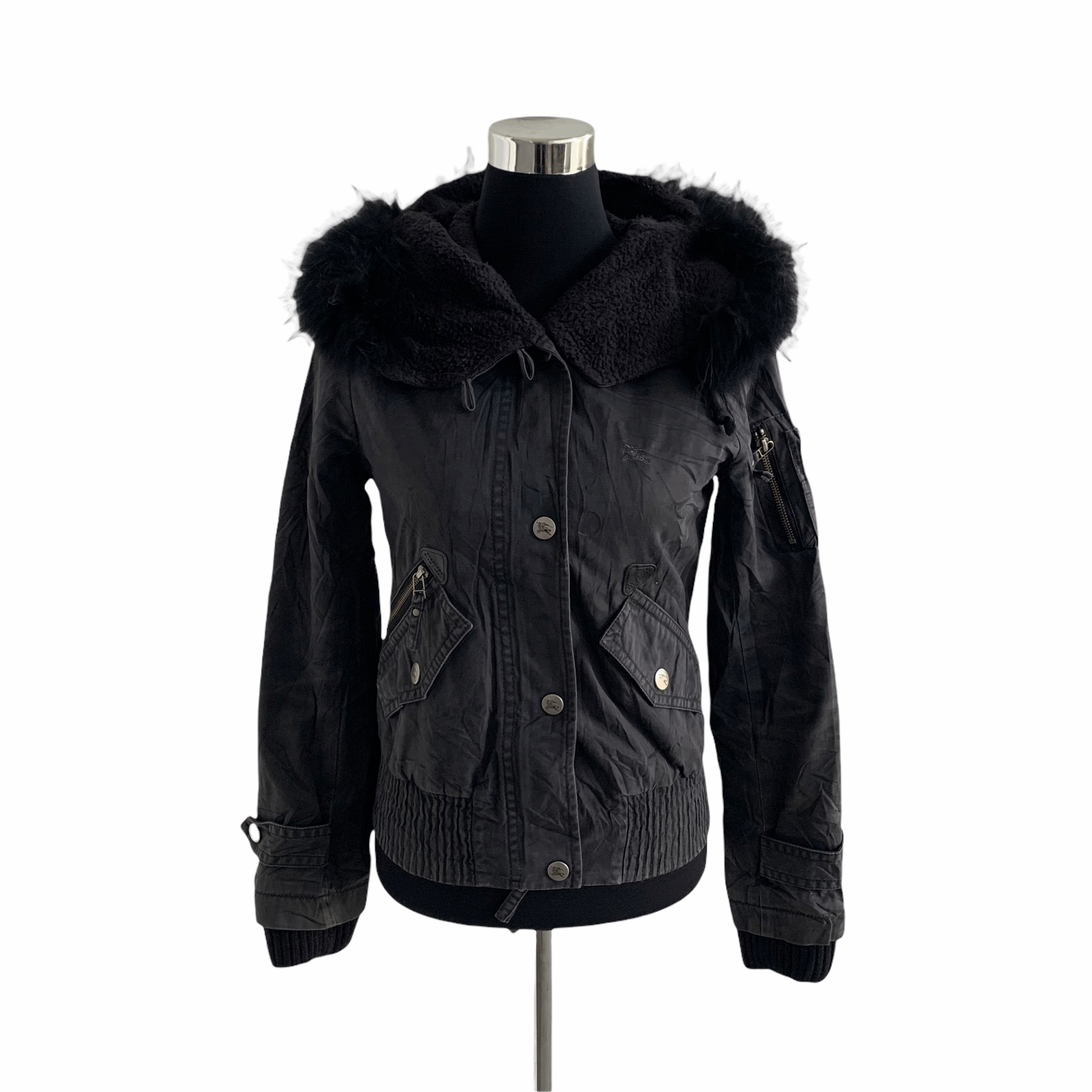 Burberry Blue Label Fur Hoodie Crop Jacket #3298-42 - 1
