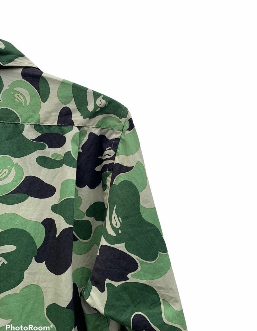 2000 Bape Green Camo Long Sleeve Button Shirt - 6