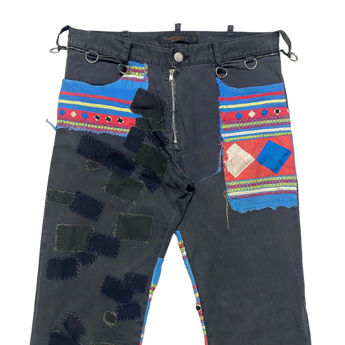 SS03 Undercover Scab Ethnic Patchwork Flare Pants - 3