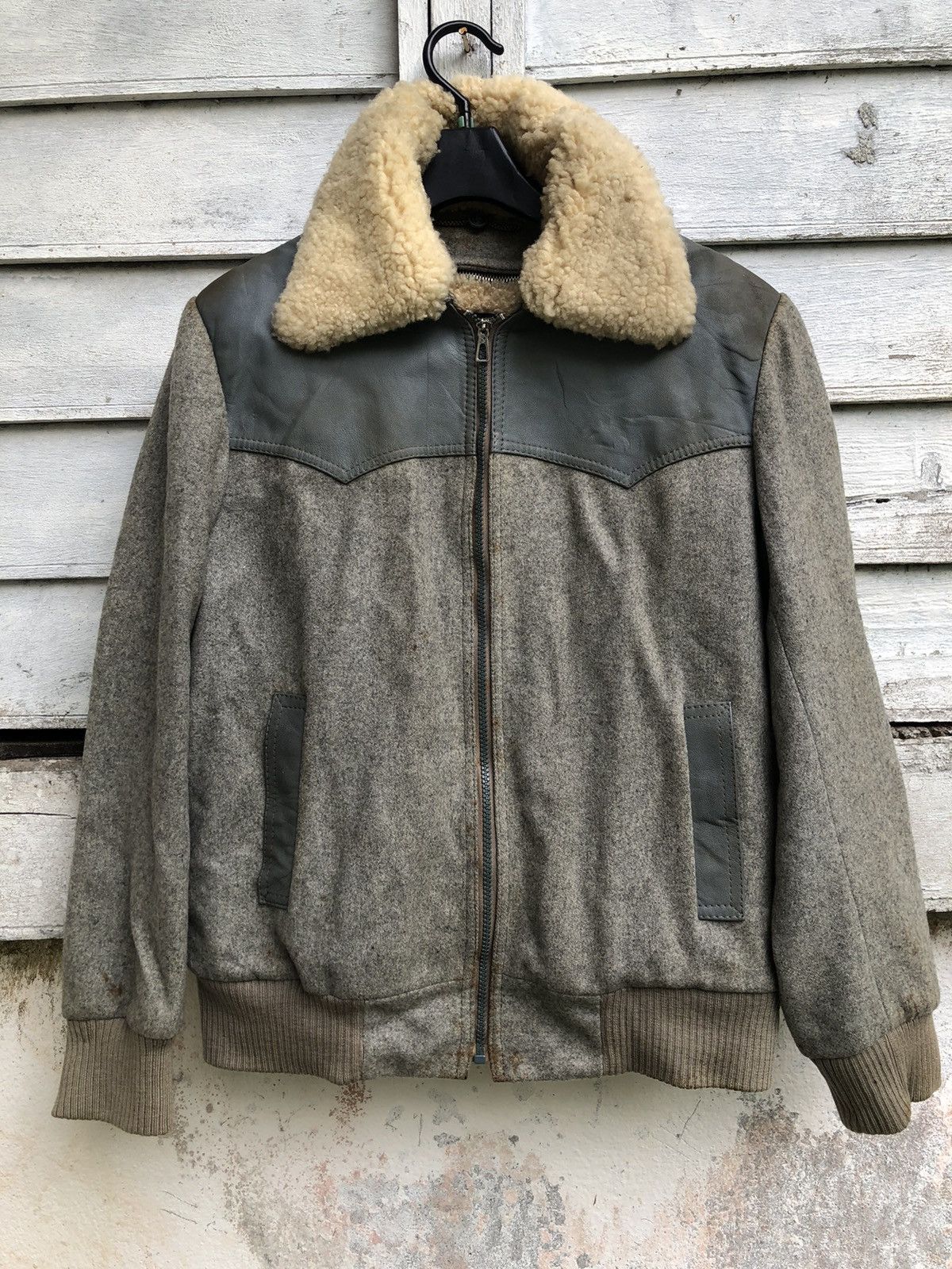 Vintage 90s Belair Leather Lining Wool Sherpa Lining Jacket - 1