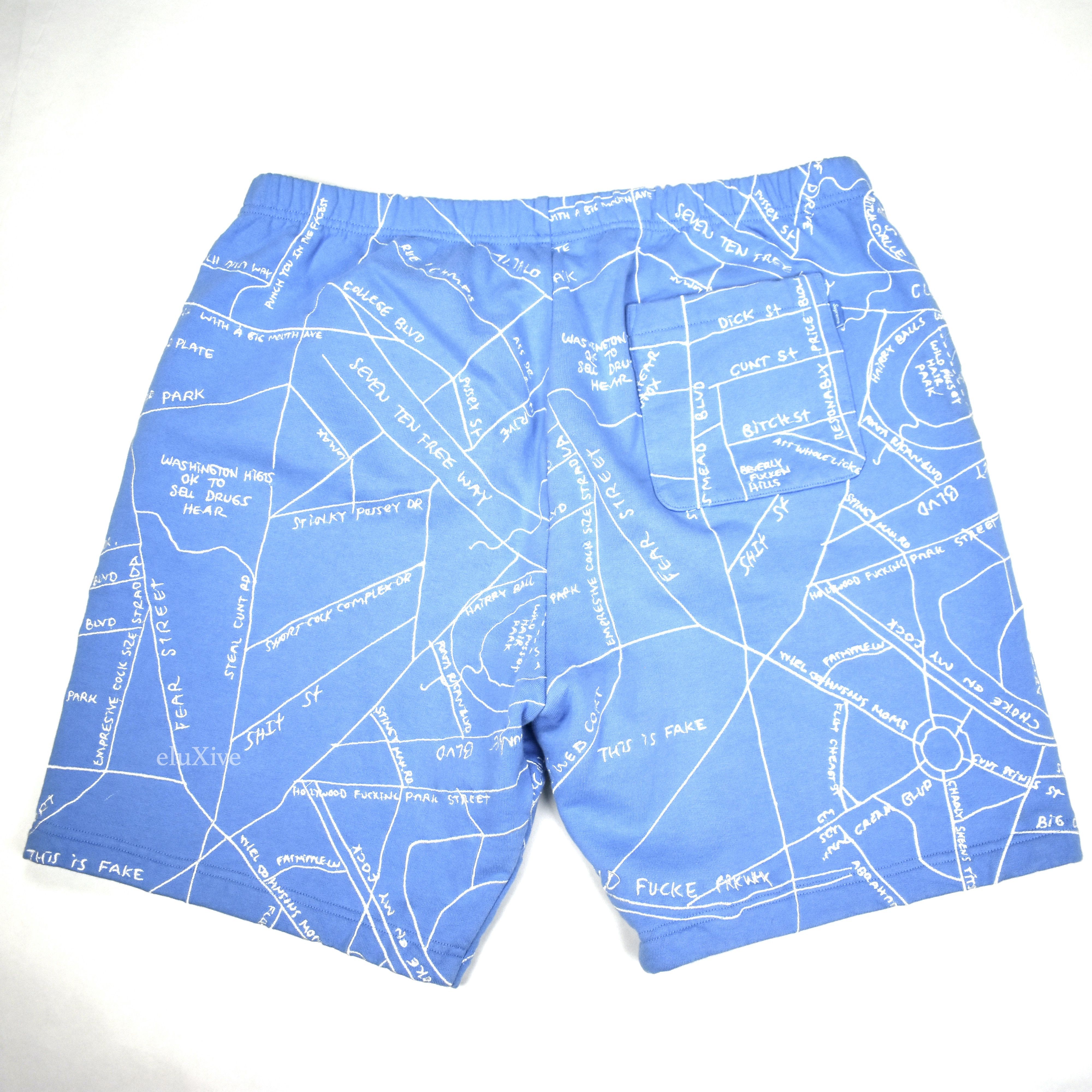 Supreme Gonz Embroidered Map Sweatshorts Light Blue SS19 - 2