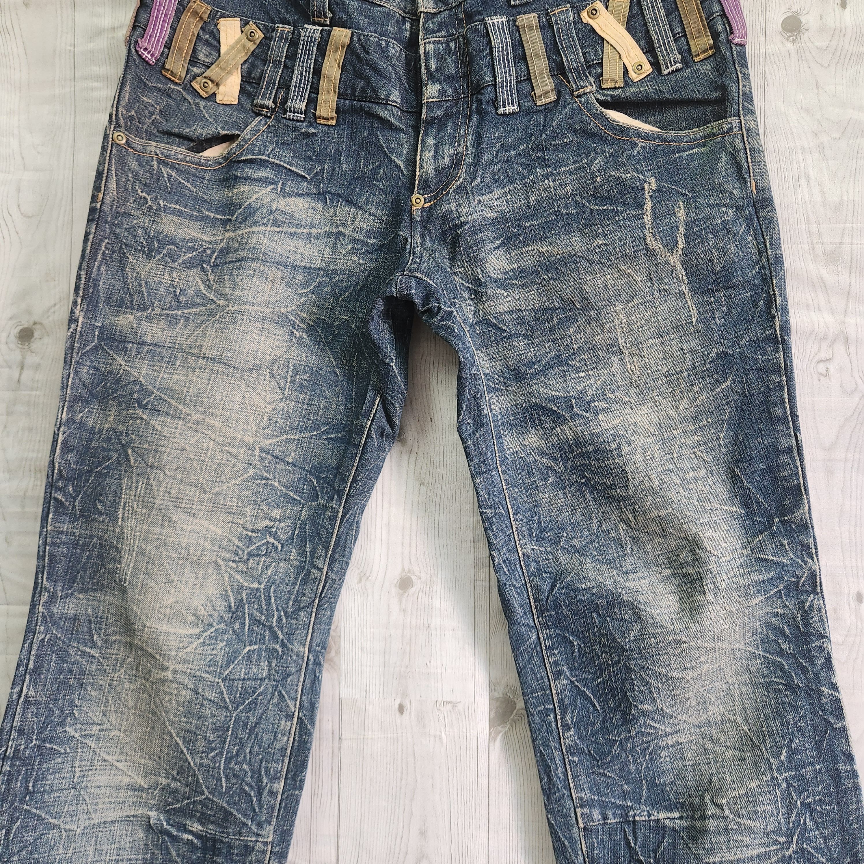 Japanese Brand - Alphanumeric Japanese Denim Acid Wash Double Waist Jeans - 5