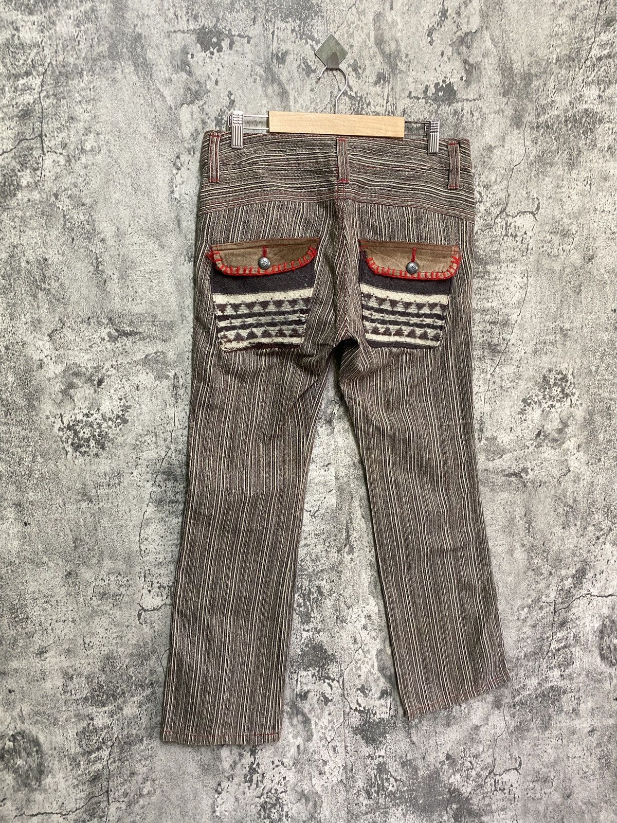 Vintage JEAN NASSAUS Striped Flared Leather Pocket Pant - 13