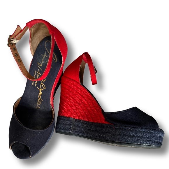 Red and Blue Wedge Espadrilles - 1