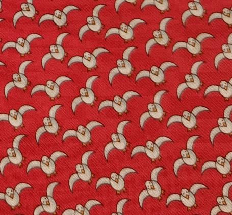 Vintage Hermes Paris 5192 IA Silk Designer Necktie Whimsical Seagull Pattern Red Used Tie France - 3