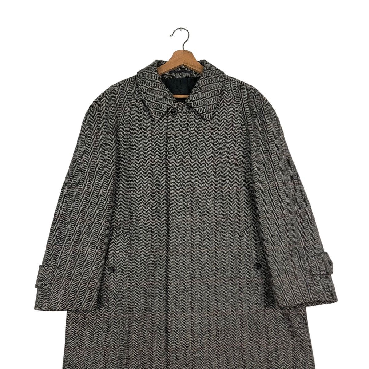 Vintage - 🔥RICH GREY - FLY WOOL LONG JACKET COATS HERRINGBONE - 4