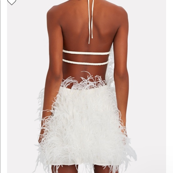 Cult Gaia Valé Ostrich Feather Halter Mini Dress - 6