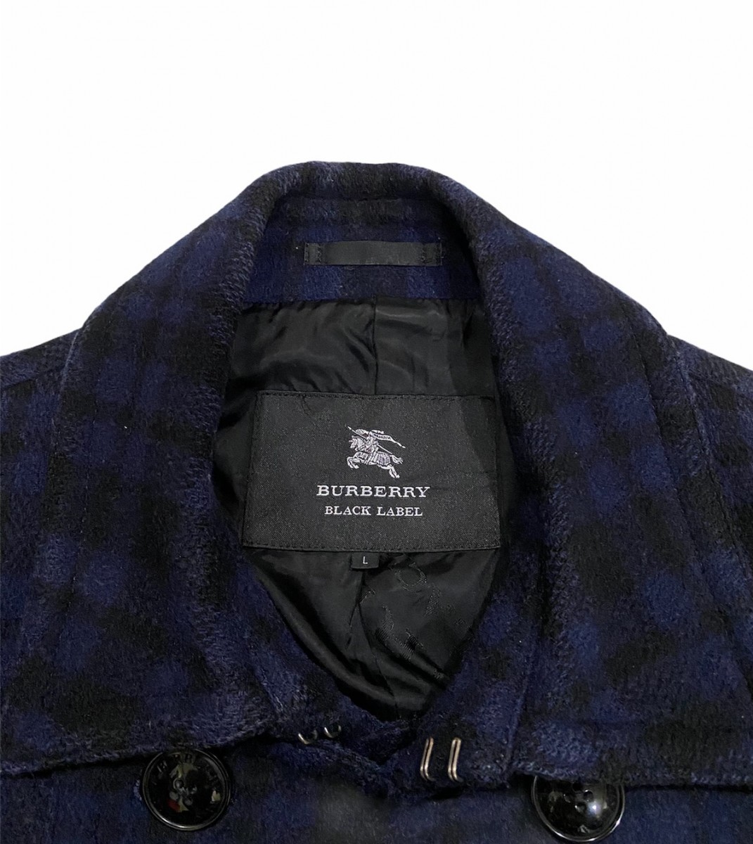 Burberry Black Label Double Breasted Checked Wool Coat Jacket - 7