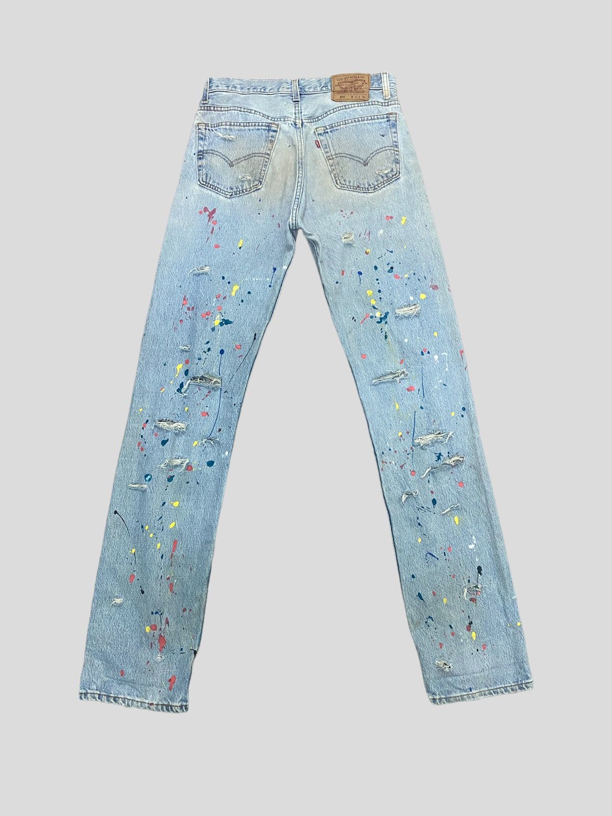 VINTAGE 90s Levi's 501 PAINT SPLASHED VERY DISTRESSED DENIM - 2