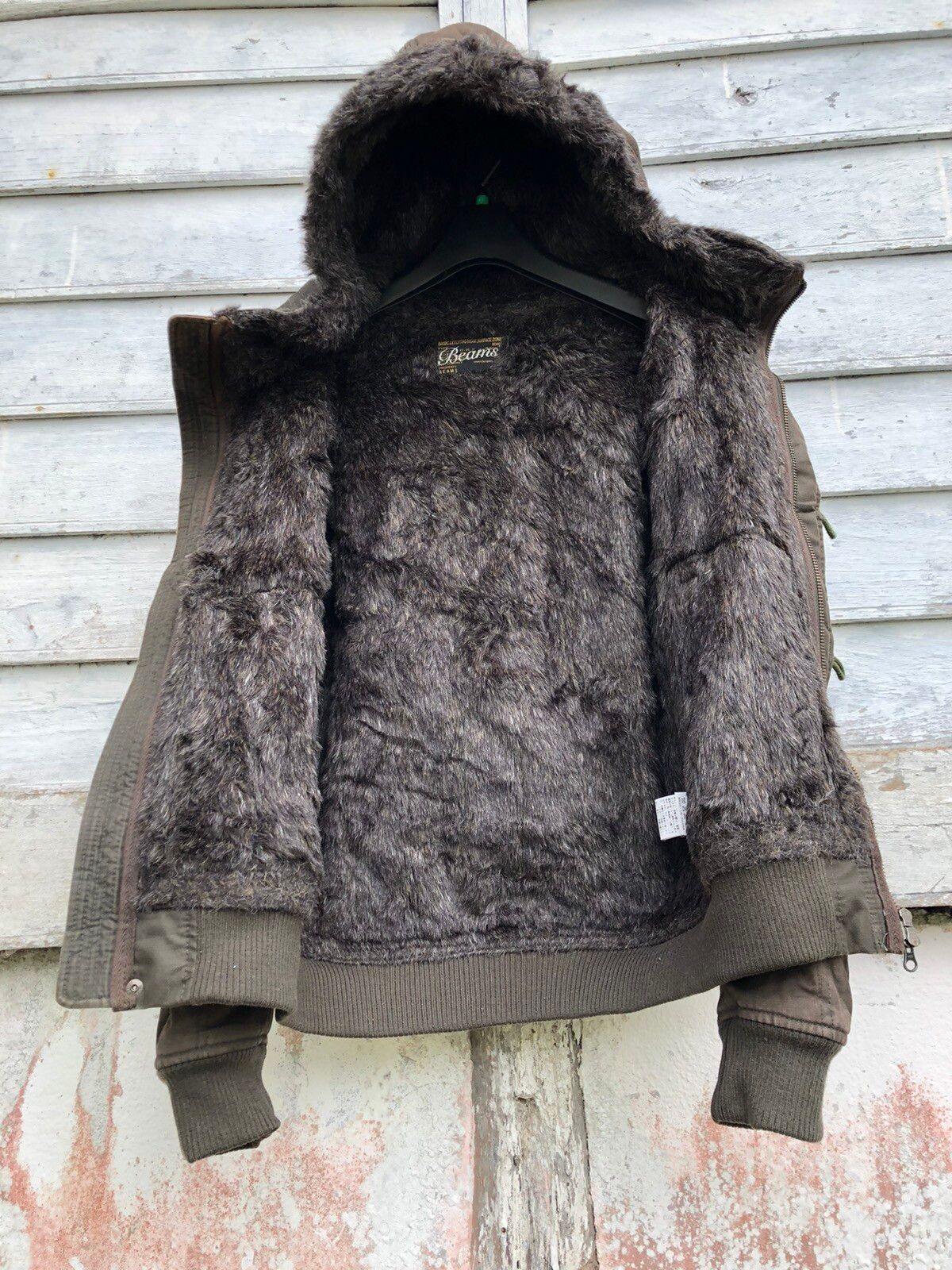 Beams Hooded Acrylic Furr Lining Military Design Jacket - 2