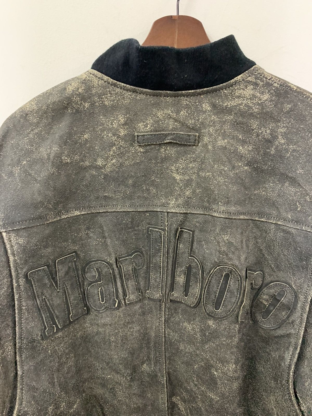 Vintage MARLBORO Varsity Heavy Leather Jacket - 3