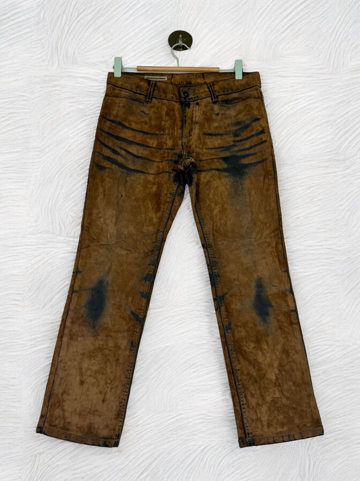 VINTAGE E.BLUE RAINBOW CLAW MARKS BROWN DISTRESSED JEAN - 1