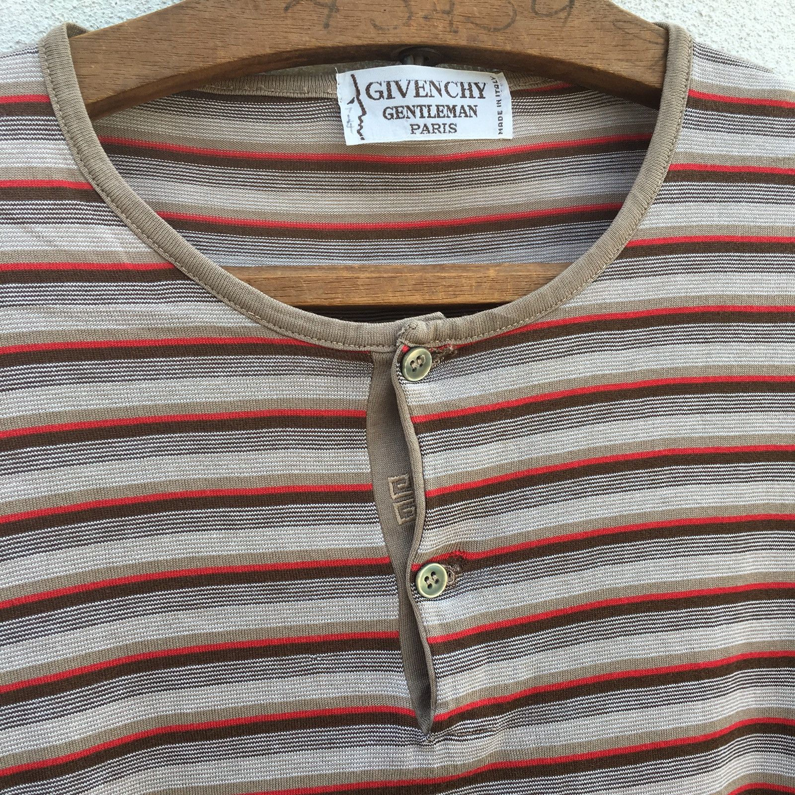 Vintage Givenchy Gentleman Stripes Polo Embroided Minimalist Logo Henry Neck Tshirt - 3