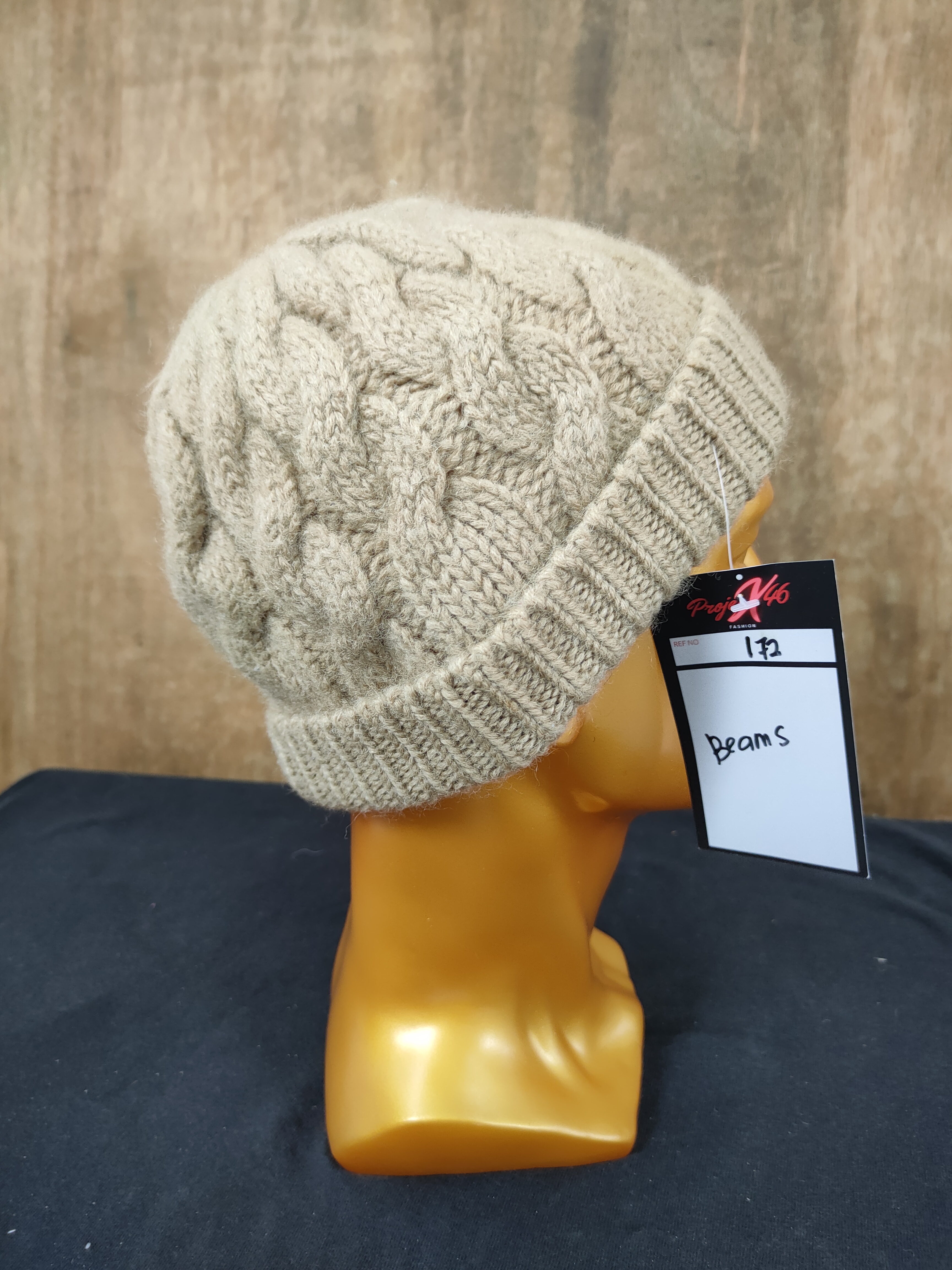 Beams japan mohair cable knitwear beanie hat brown #172 - 4