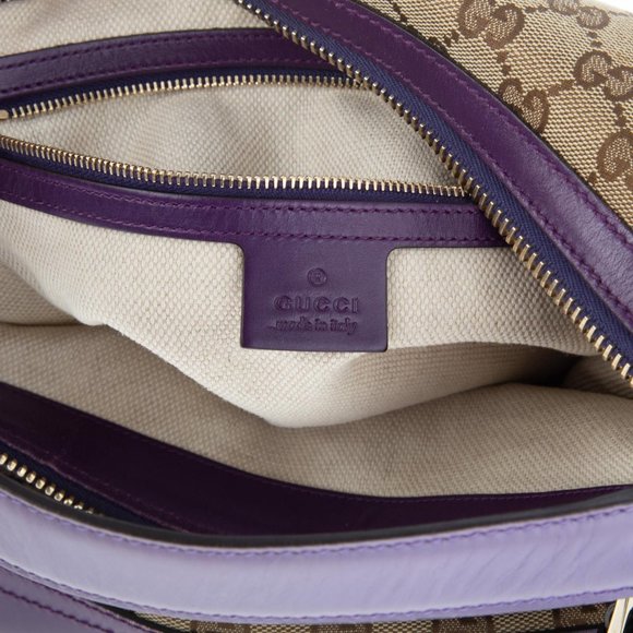 Authentic Gucci Pom Pom Purple Zip Hobo Bag - 2